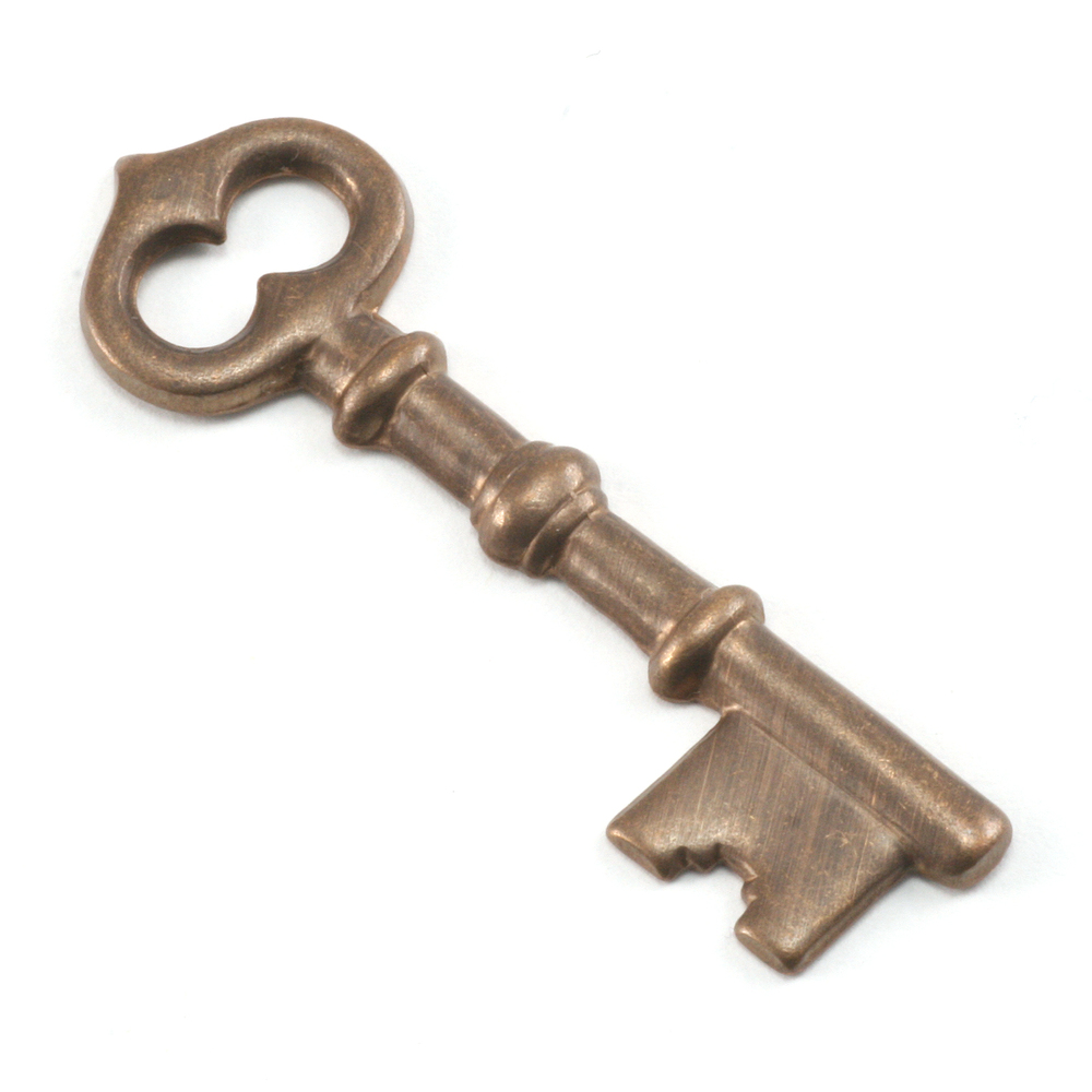 Charms & Solderable Accents Antiqued Brass Single Sided Large Key Charm